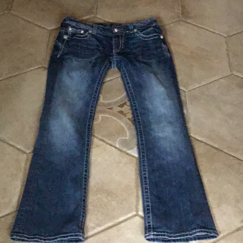 EUC Miss Me Blue Boot Cut Jeans with Subtle Whiskering